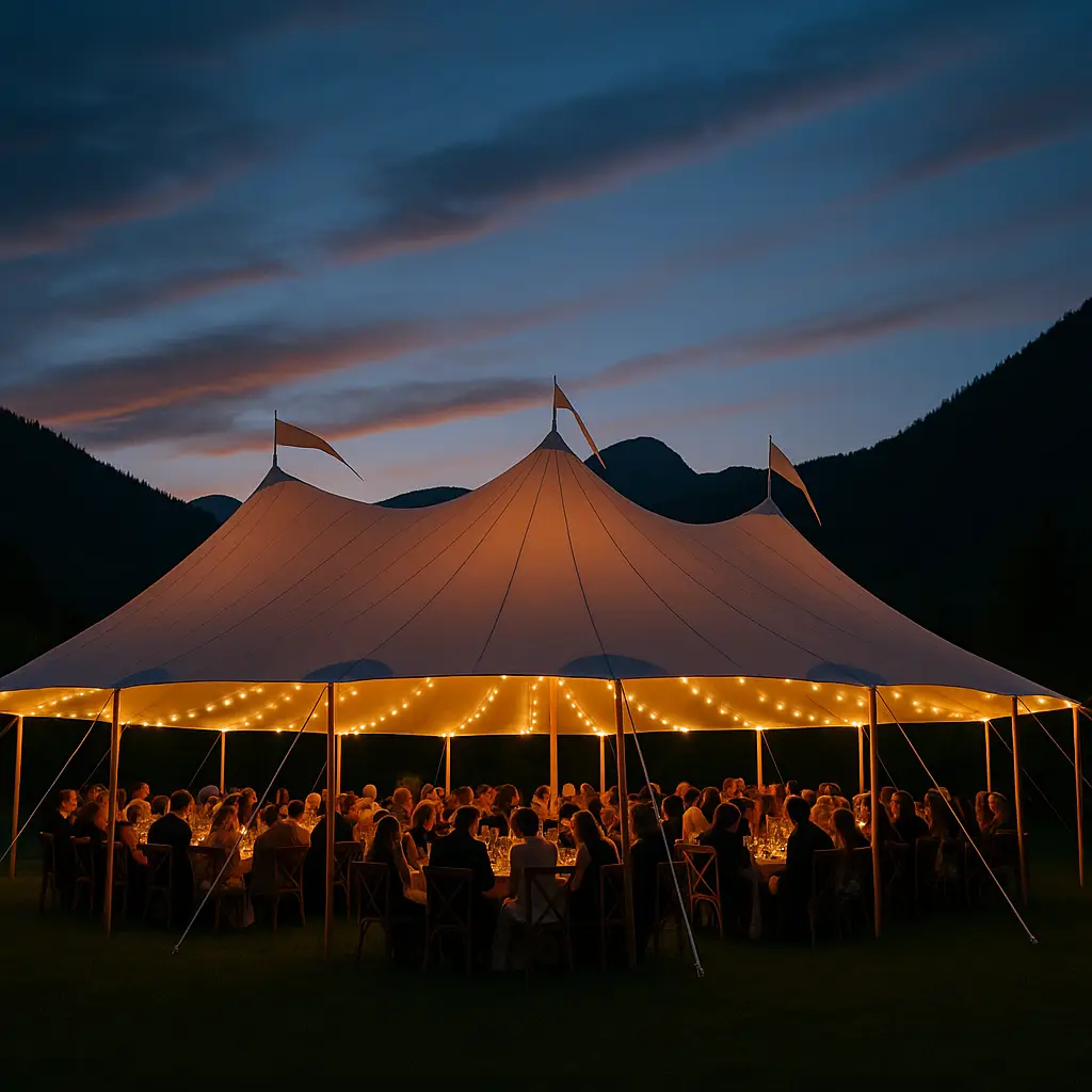 Elegant Colorado wedding tent rental for outdoor reception by The Wright Group