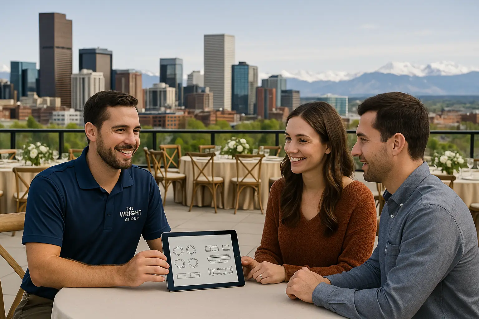 Personalized consultation for selecting the perfect Colorado table rentals at The Wright Group
