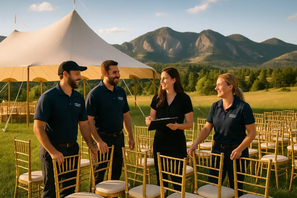 The Wright Group's dedicated team providing expert wedding rental services in Colorado