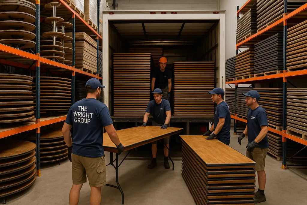 The Wright Group's selection of quality table rentals for Colorado events, showcasing variety and care