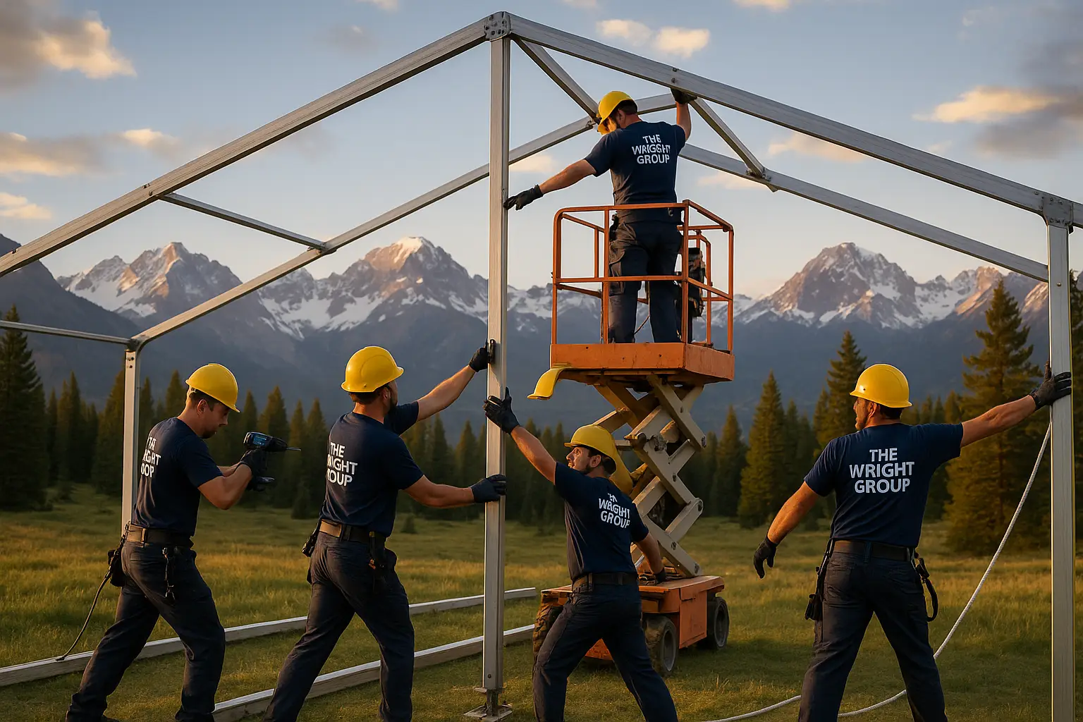 The Wright Group expert team installing a large event tent in Denver, Colorado.