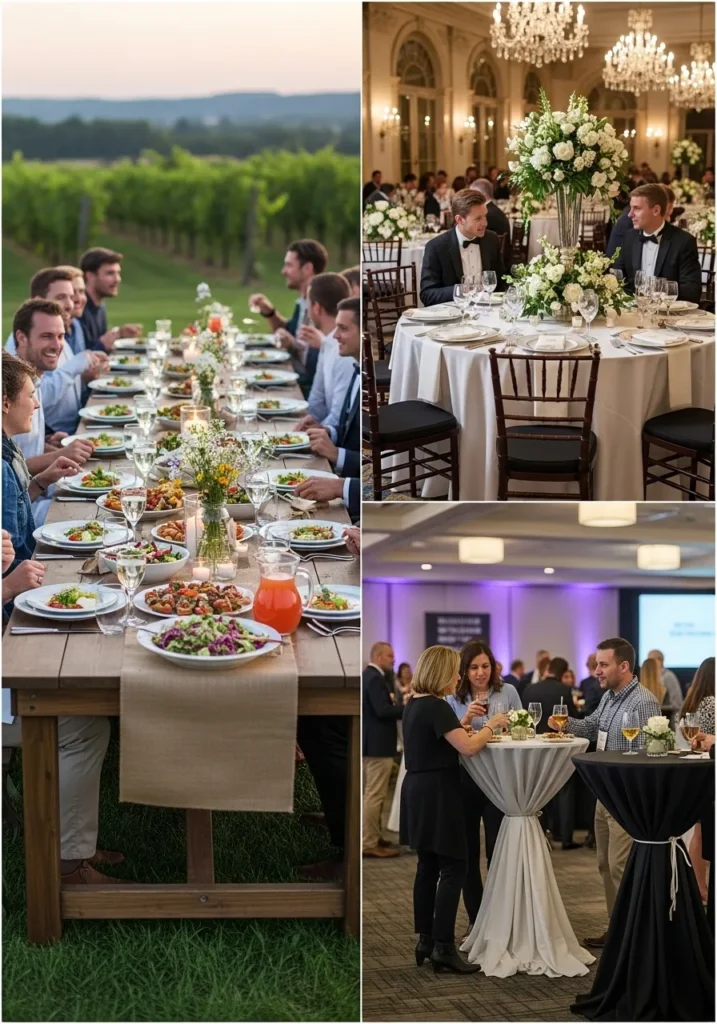 A variety of rental tables for any event in Denver round, banquet, and cocktail tables.