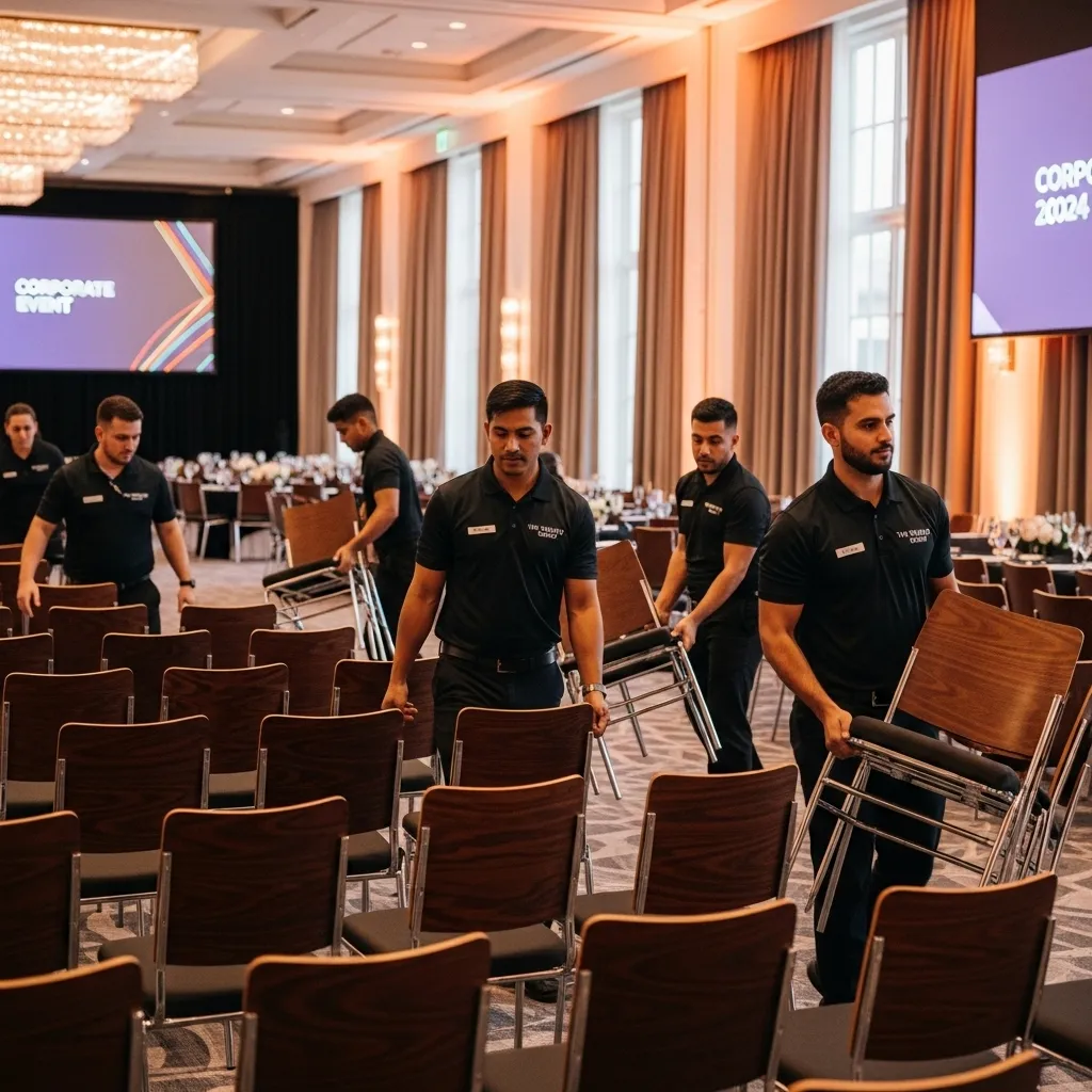 The Wright Group team professionally setting up chair rentals for a large Colorado event..664Z